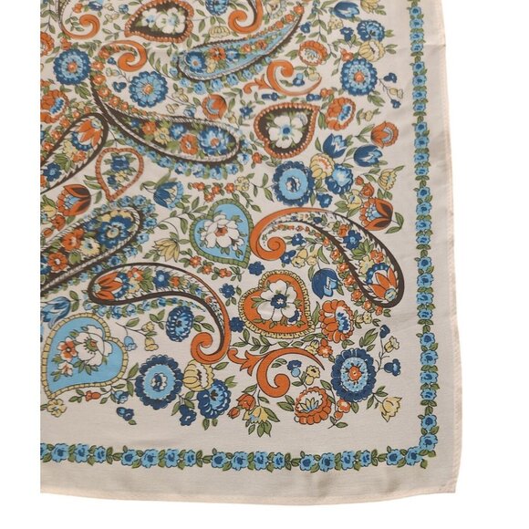 Silk Scarf Paisley Floral Square 20-inch Multicolor Print Accessory - Picture 15 of 15
